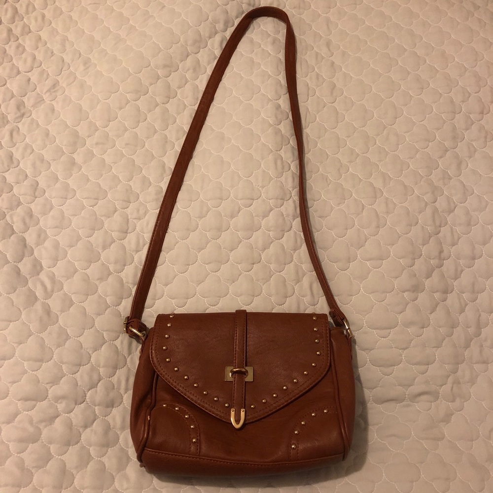 ALDO brown gold studded crossbody bag